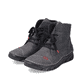 Graue Rieker Damen Schnürstiefel 55031-45 mit einer schockabsorbierenden Sohle. Schuhpaar schräg.