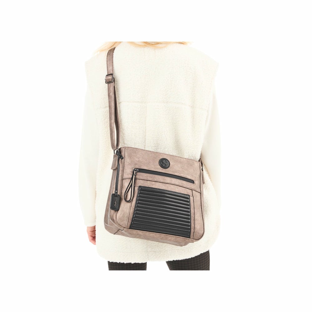 Rieker Umhängetasche H1481-90 in Metallic mit Reißverschluss und mehreren Außenfächern. Getragen.