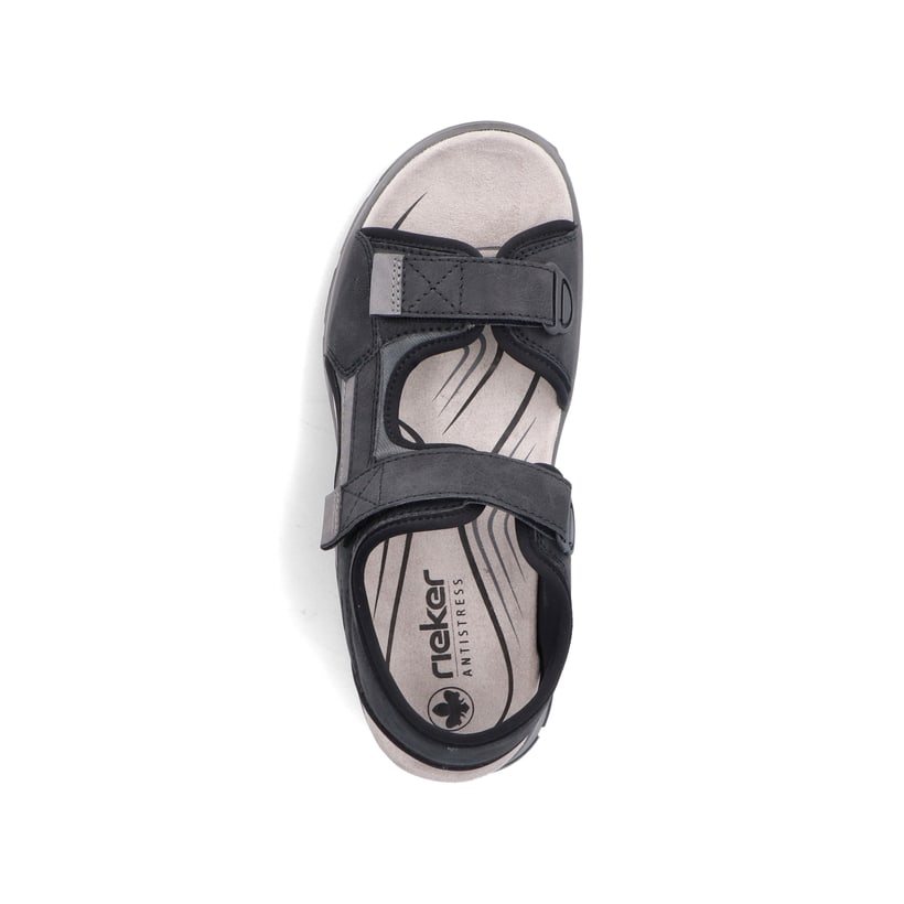 Schwarze Rieker Herren Trekkingsandalen 26952-00 mit einem Klettverschluss. Schuh von oben.