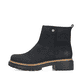 Tiefschwarze Rieker Damen Kurzstiefel 72671-00 mit einem Reißverschluss. Schuh Außenseite.