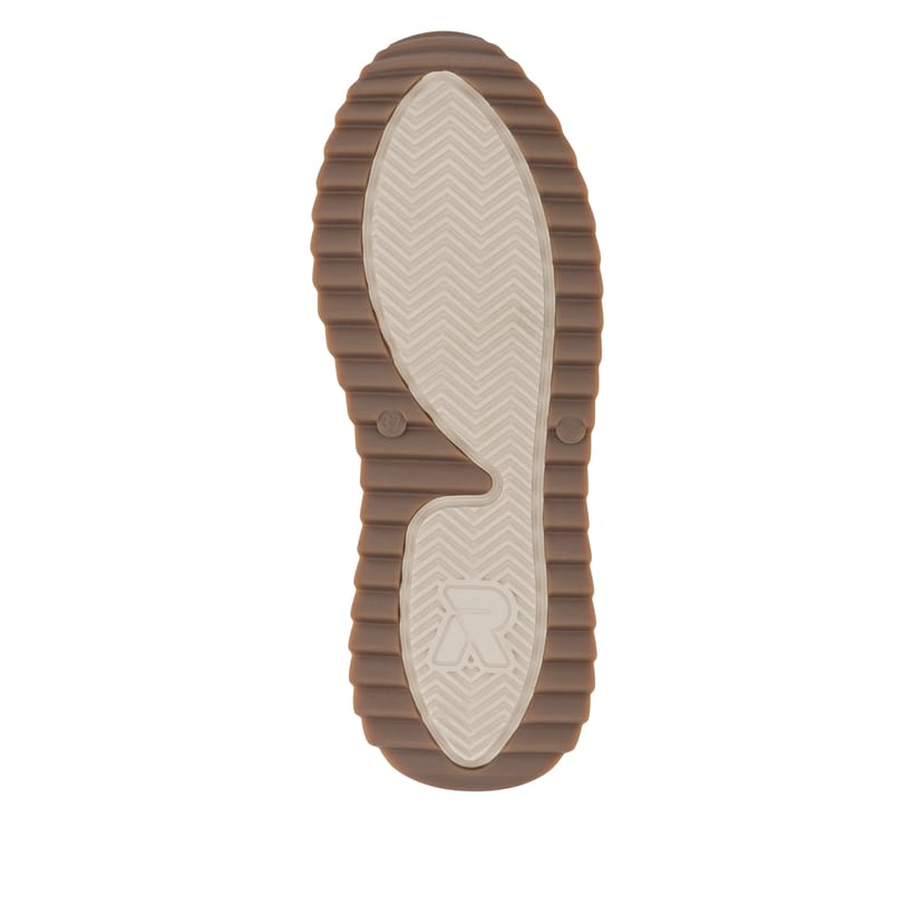 Beige Rieker Damen Schnürstiefel W3871-60 mit einem Reißverschluss. Schuh Laufsohle.