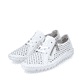 Weiße Rieker Damen Schnürschuhe M2300-80, Barfußschuhe in Löcheroptik. Schuhpaar seitlich schräg.