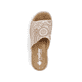 Beige Rieker Damen Pantoletten V1395-62 mit einem Klettverschluss. Schuh von oben.