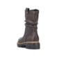 Dunkelbraune Rieker Damen Kurzstiefel 72684-25 mit gerafftem Schaft. Schuh von hinten.