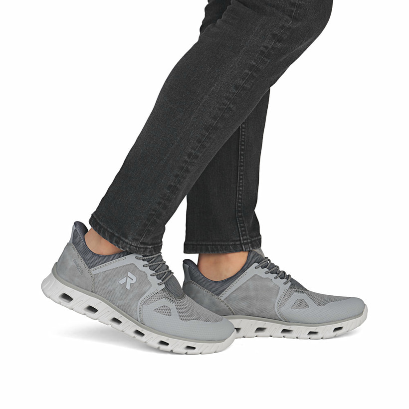 Baskets basses Rieker grises homme 04355-40 avec option easy in facile. Chaussure au pied.