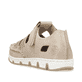 Beige Rieker Damen Slipper 49958-61, Barfußschuhe mit einem Klettverschluss. Schuh von hinten.