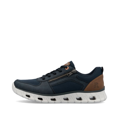 Blaue Rieker Herren Sneaker Low 04301-14 mit einem Reißverschluss. Schuh Außenseite.