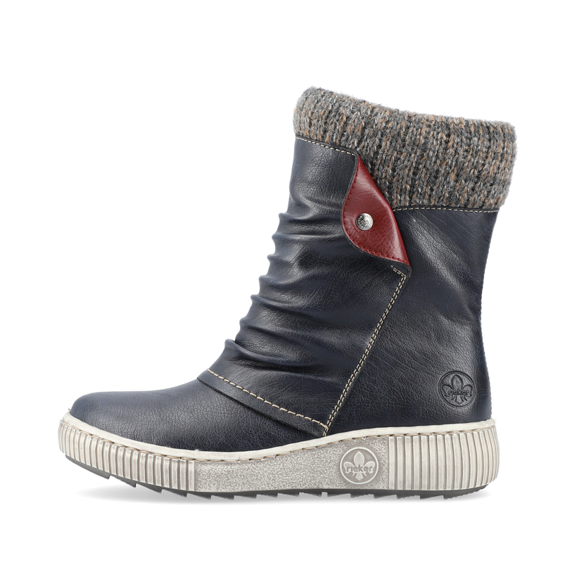 
Königsblaue Rieker Damen Kurzstiefel Z6693-14 mit einer robusten Profilsohle. Schuh Außenseite