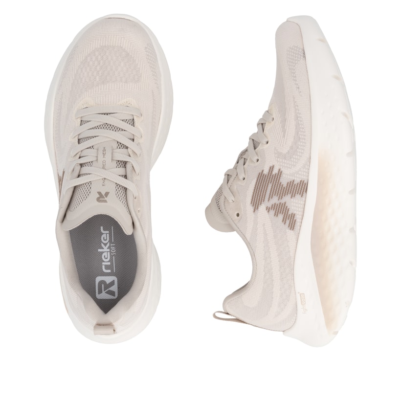 Beige Rieker Sport Damen Sneaker Low W4401-60. Schuh von oben, liegend.
