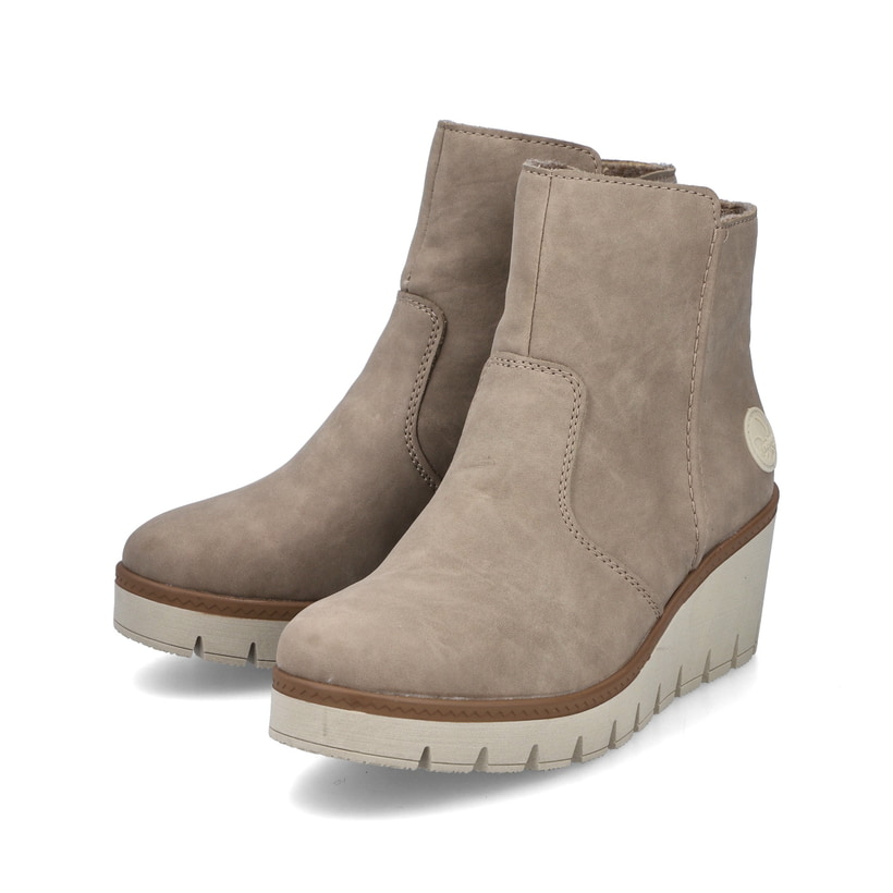 Asphaltschwarze Rieker Damen Hochschaftstiefel Y4760-00 mit einer leichten Sohle. Schuh Innenseite