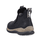 
Tiefschwarze Rieker Damen Chelsea Boots N3275-00 mit einer schockabsorbierenden Sohle. Schuh von hinten