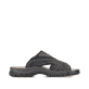 Schwarze Rieker Herren Pantoletten 25093-00 mit Elastikeinsatz sowie Ziernähten. Schuh Innenseite.