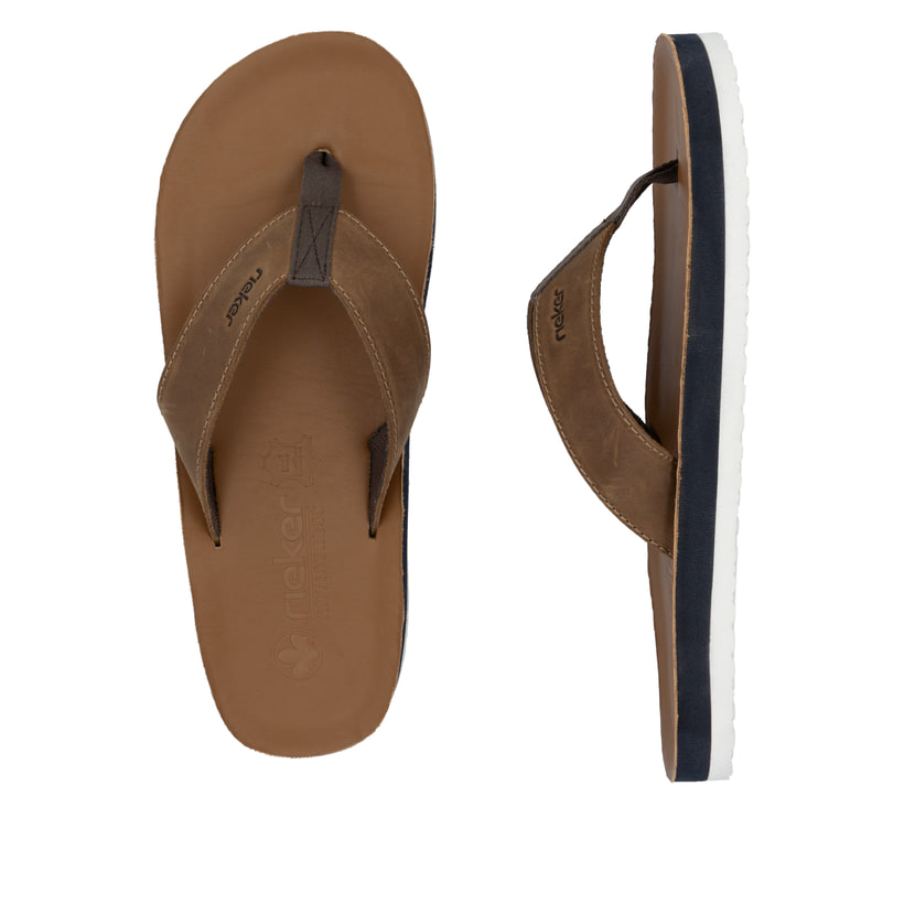 Braune Rieker Herren Zehentrenner 20152-26 mit der Komfortweite G. Schuh von oben, liegend.