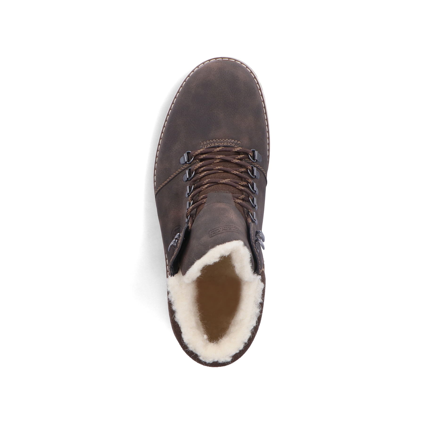 Kaffeebraune Rieker Herren Schnürstiefel F8333-25 mit Schnürung sowie Flip-Grip. Schuh von oben