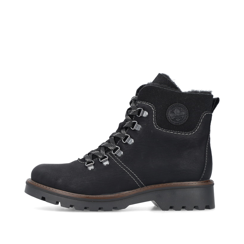 Asphaltschwarze Rieker Damen Chelsea Boots 72690-00 mit einer leichten Sohle. Schuh Innenseite