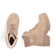 Beige Rieker Damen Biker Boots 74532-60 mit einem Reißverschluss. Schuh von oben, liegend.