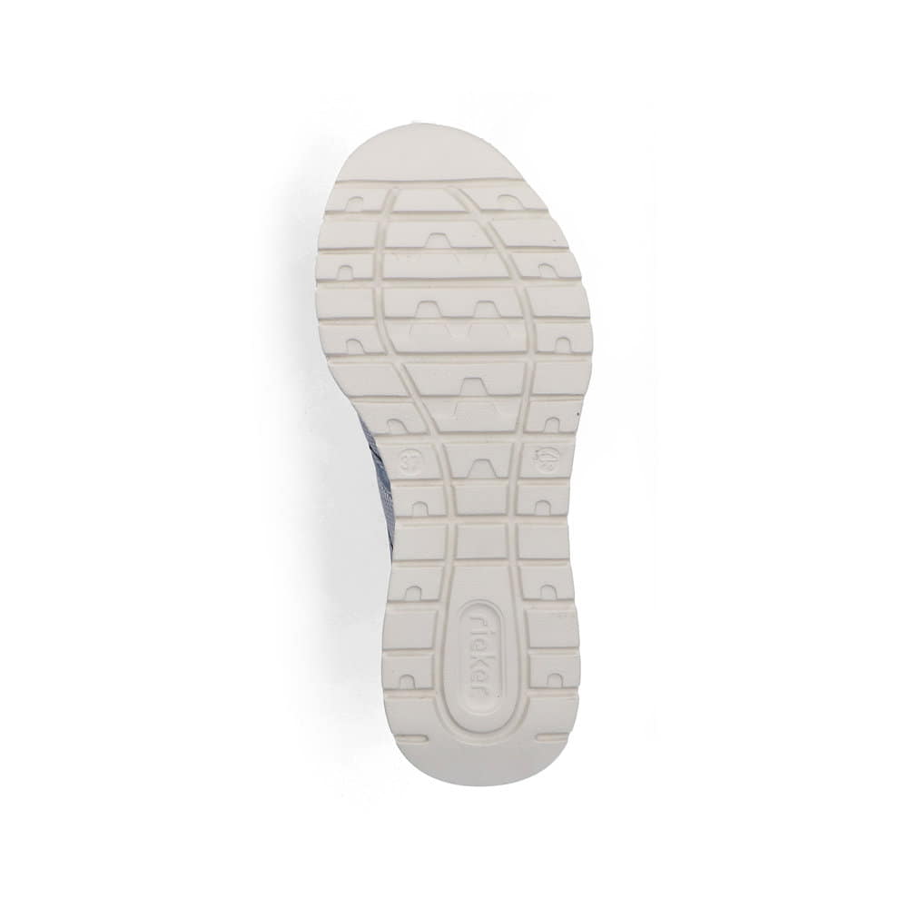 Blaue Rieker Damen Sneaker Low M6061-12 mit einem Gummizug sowie Komfortweite G. Schuh Laufsohle.
