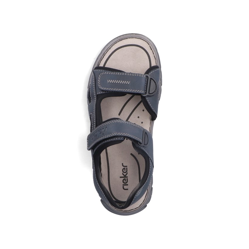 Blaue Rieker Herren Trekkingsandalen 26761-14 mit einem Klettverschluss. Schuh von oben.