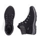 Schwarze Rieker Damen Schnürstiefel M9610-00 mit wasserabweisender TEX-Membran. Schuh von oben, liegend.