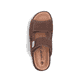 Braune Rieker Herren Pantoletten 25590-25 mit einem Klettverschluss. Schuh von oben.
