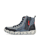Blaue Rieker Damen Kurzstiefel L0370-14 mit einem Reißverschluss. Schuh Außenseite.