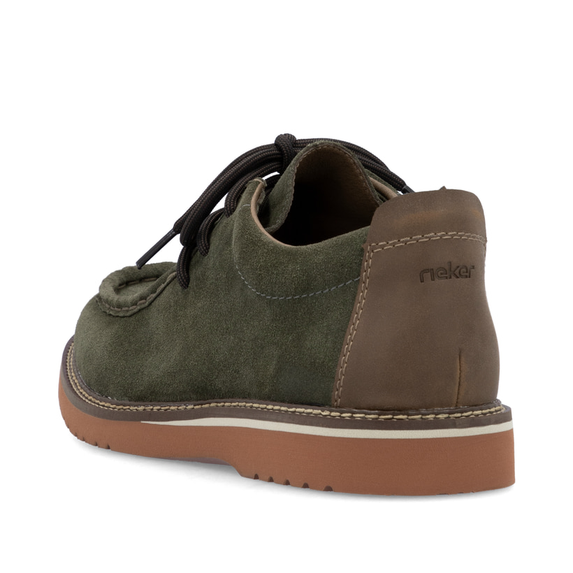 Rieker Herren Schnürschuhe 04502 In Grün - Extraweite H Mit Rauleder-Optik