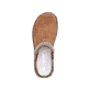 Braune Rieker Damen Clogs 46383-24 mit modischen Flechtelementen. Schuh von oben.