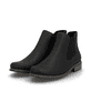 Tiefschwarze Rieker Damen Chelsea Boots Z4994-00 mit einer schockabsorbierenden Sohle. Schuhpaar schräg.