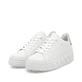 Weiße Rieker Damen Sneaker Low W2601-80 mit einer Schnürung. Schuhpaar seitlich schräg.