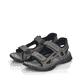 Graue Rieker Herren Trekkingsandalen 26752-42 mit einem Klettverschluss. Schuhpaar seitlich schräg.