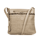 Sac à main Rieker H1519-65 beige avec aspect raphia, fermeture éclair et bandoulière réglable. Devant.