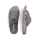 Graue Rieker Herren Pantoletten 21690-45 mit Komfortweite G sowie leichter Sohle. Schuh von oben, liegend.