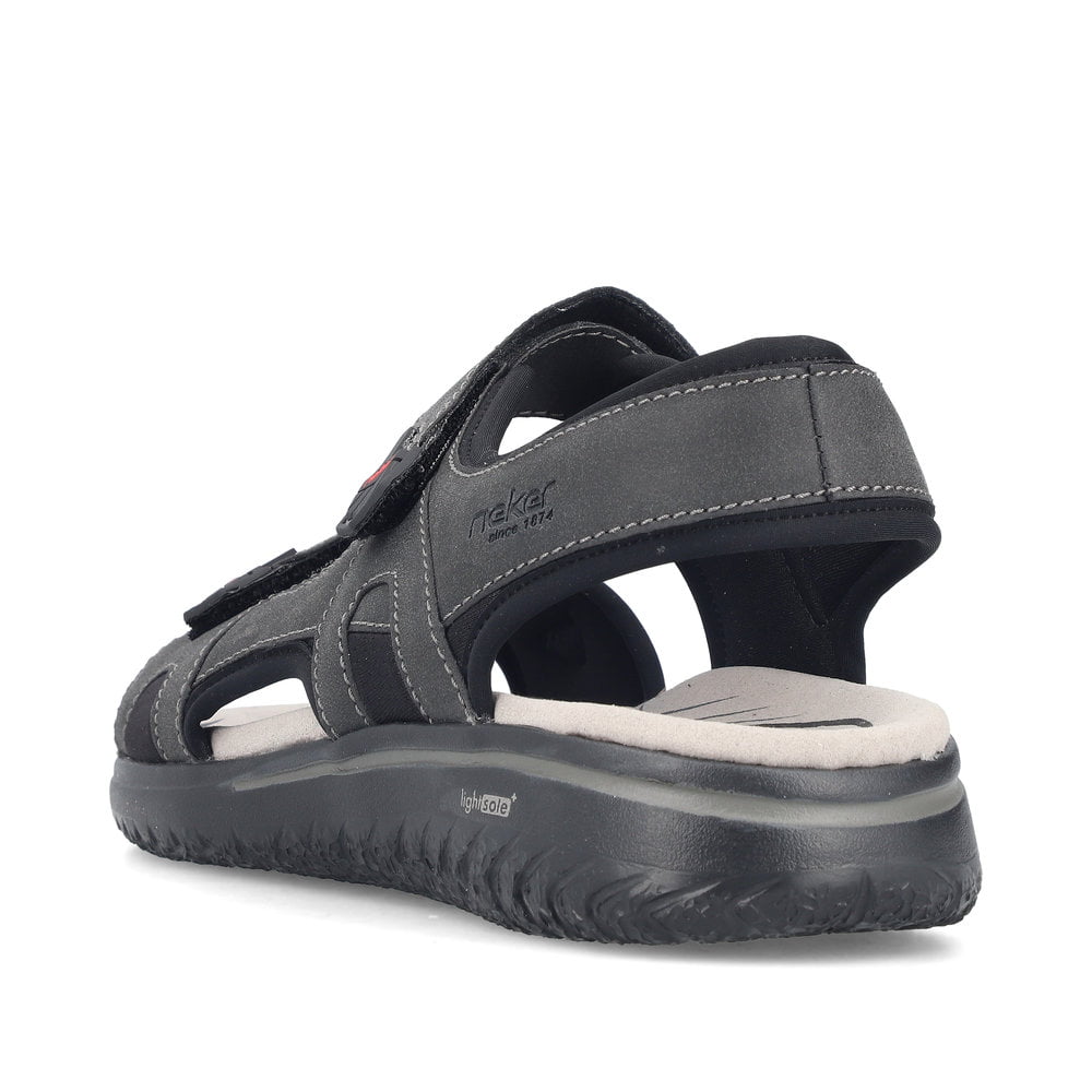 Sandales des randonnée Rieker noires pour homme 26455-00. Chaussure vue de l'arrière.