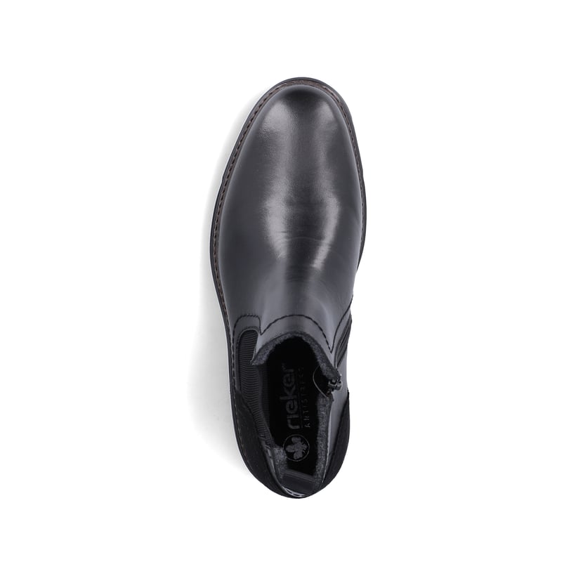 Schwarze Rieker Herren Chelsea Boots F2750-00 aus Glattleder mit Reißverschluss. Schuh von oben.
