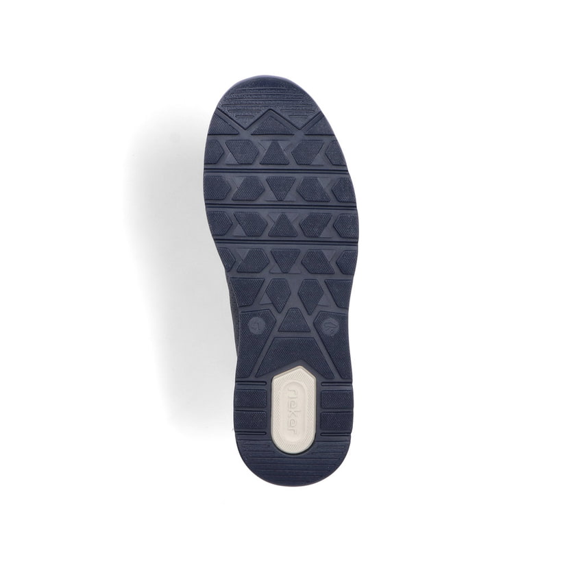 Sabots Rieker bleus pour homme B0760-14 avec bande élastique. Semelle extérieure de la chaussure.