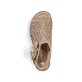 Beige Rieker Keilsandaletten 63791-60 mit dekorativer Blume sowie Reißverschluss. Schuh von oben.