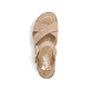 Beige Rieker Keilsandaletten 68163-62 mit trendigen Schnalle. Schuh von oben.