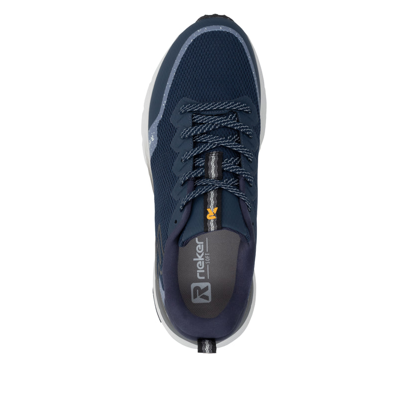 Blaue Rieker Sport Herren Sneaker Low U4501-14. Schuh von oben.