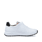 Weiße Rieker Damen Sneaker Low M4903-80 mit einer Schnürung sowie Extraweite H. Schuh Innenseite.
