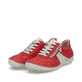 Rote Rieker Damen Schnürschuhe 52521-33 mit einem Reißverschluss. Schuhpaar seitlich schräg.