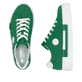 Grüne Rieker Damen Sneaker Low N49W1-52 mit einer Schnürung. Schuh von oben, liegend.