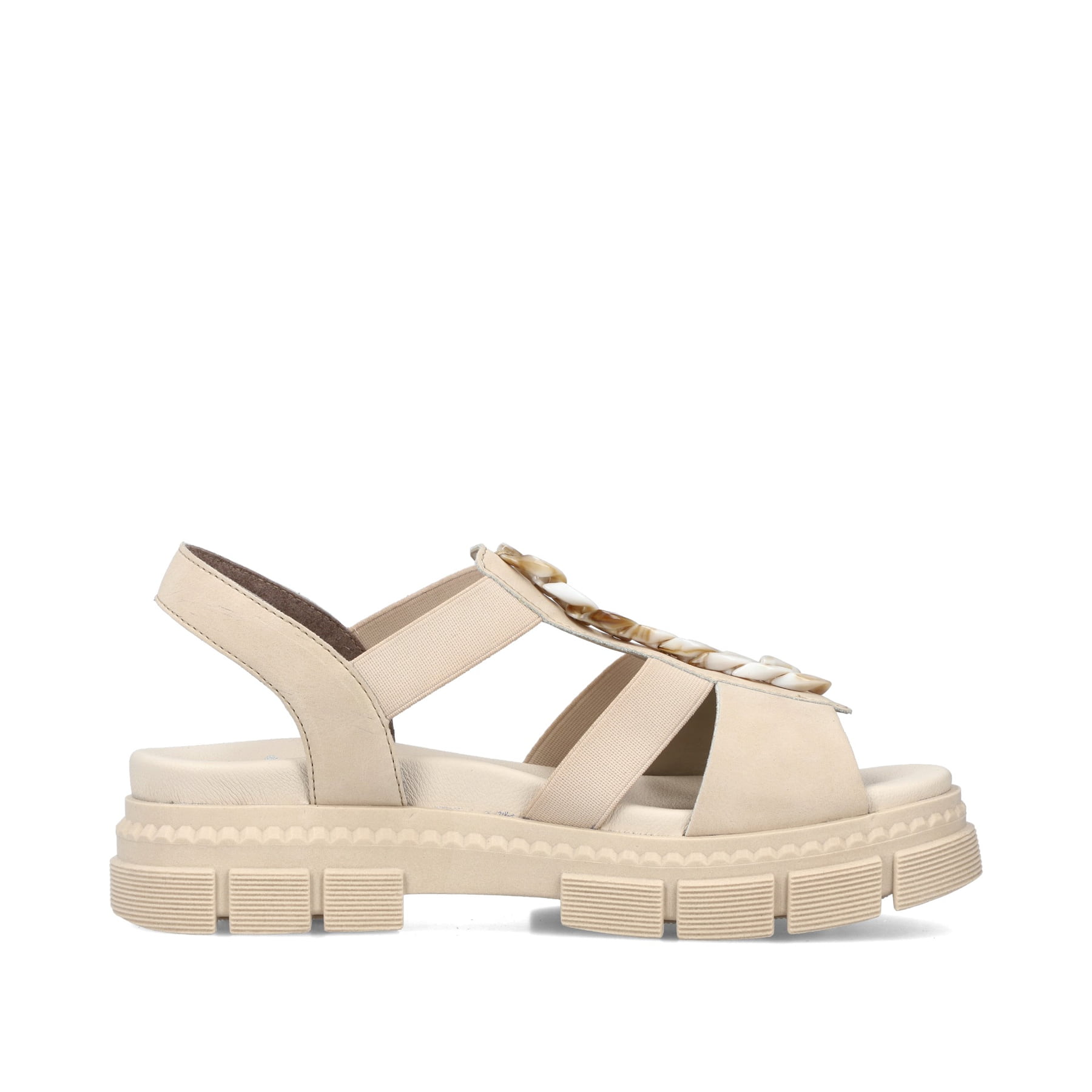 Hellbeige Rieker Damen Riemchensandalen V5350-60 mit einer leichten Profilsohle. Schuh Innenseite