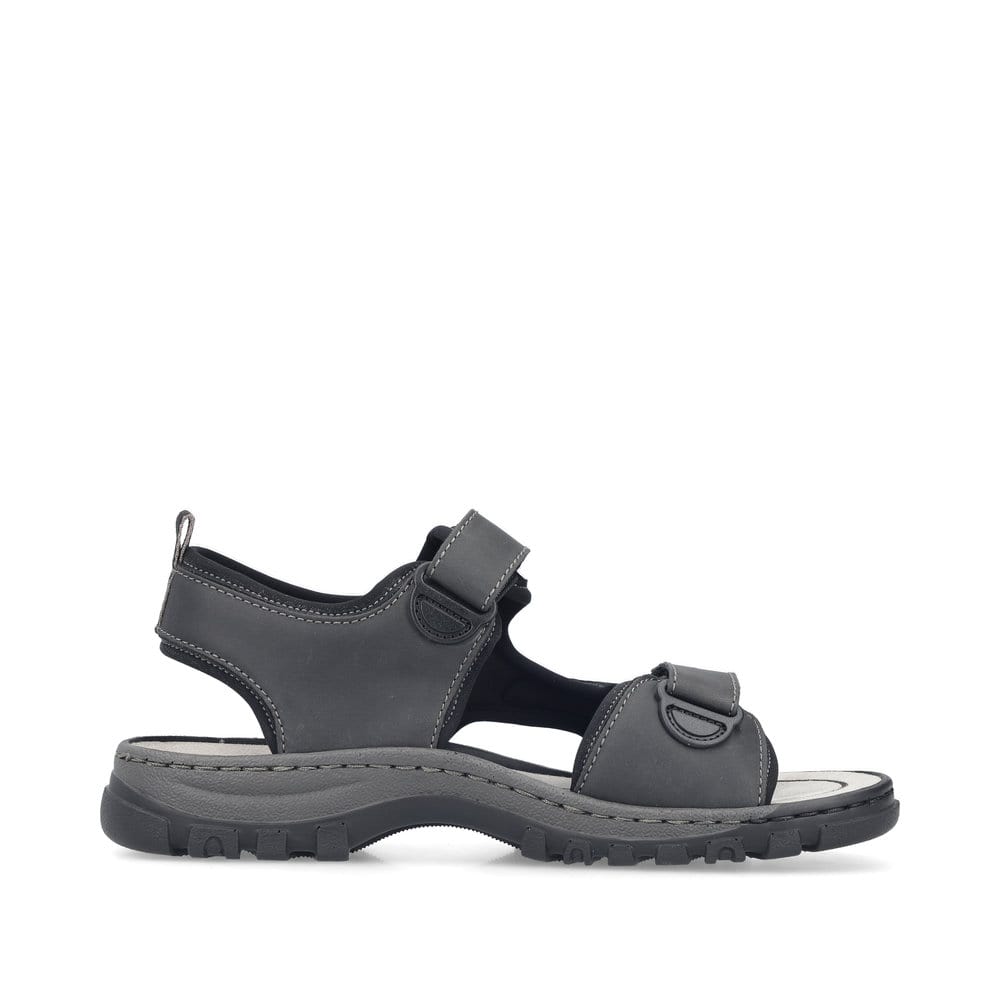 Schwarze Rieker Herren Trekkingsandalen 25055-00 mit einem Klettverschluss. Schuh Innenseite.