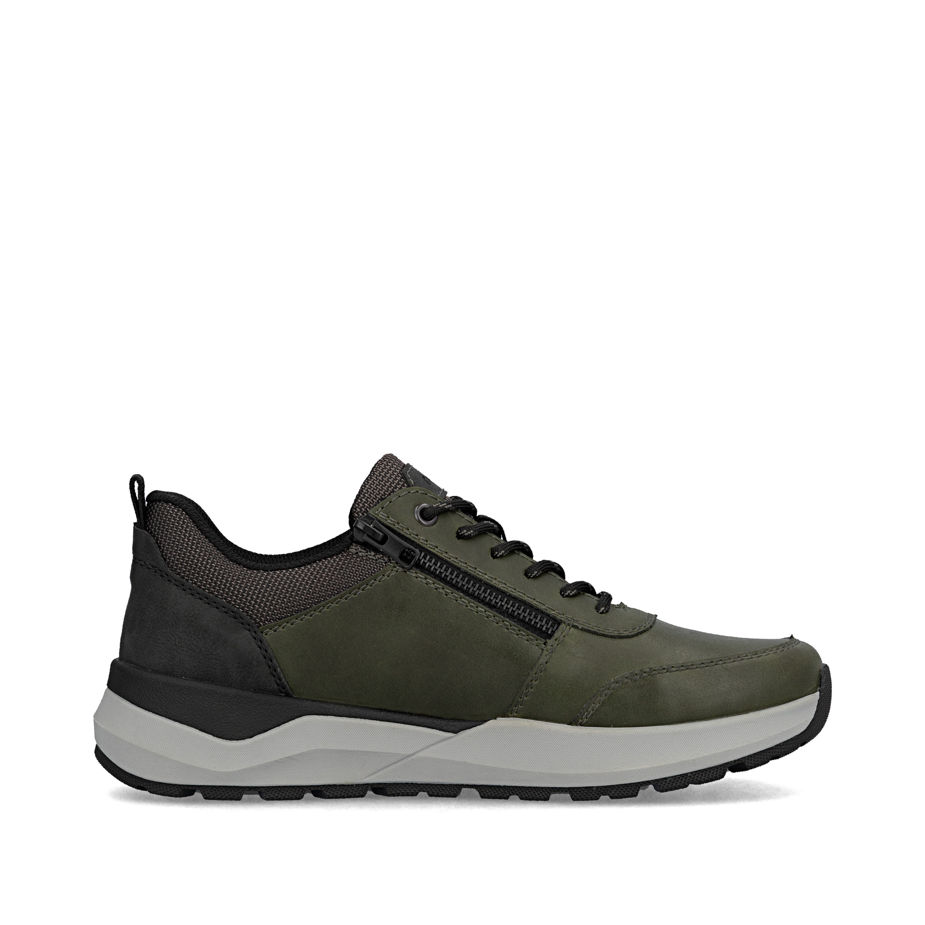 Grüne Rieker Herren Sneaker Low 06000-54 mit Reißverschluss sowie Extraweite H. Schuh Innenseite.