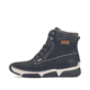 Dunkelblaue Rieker Damen Schnürstiefel 45925-14 mit einem Reißverschluss. Schuh Außenseite.