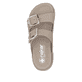 Beige Rieker Damen Pantoletten P2180-60 mit Schnallen sowie ultraleichter Sohle. Schuh von oben.