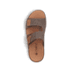 Braune Rieker Herren Pantoletten 24394-25 mit modernen Ziernähten. Schuh von oben.