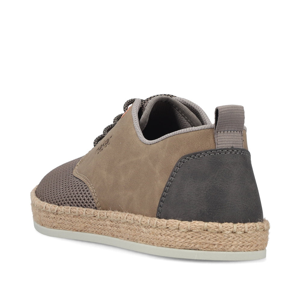Beige Rieker Herren Schnürschuhe B2648-64 mit der Komfortweite G. Schuh von hinten.