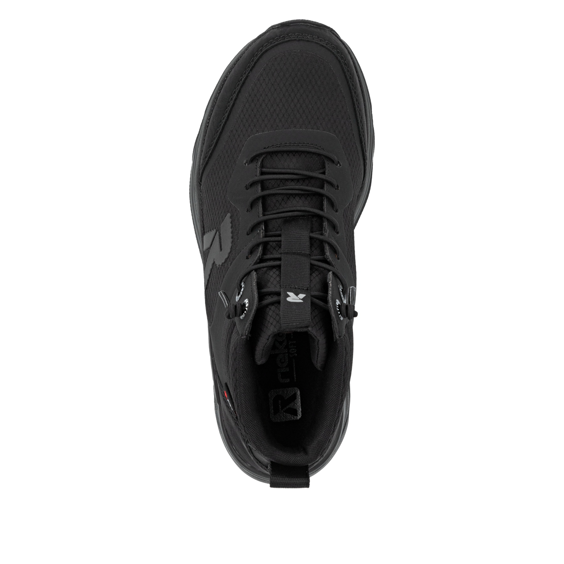Schwarze Rieker Damen Sneaker High W3570-01 mit wasserabweisender TEX-Membran. Schuh von oben.