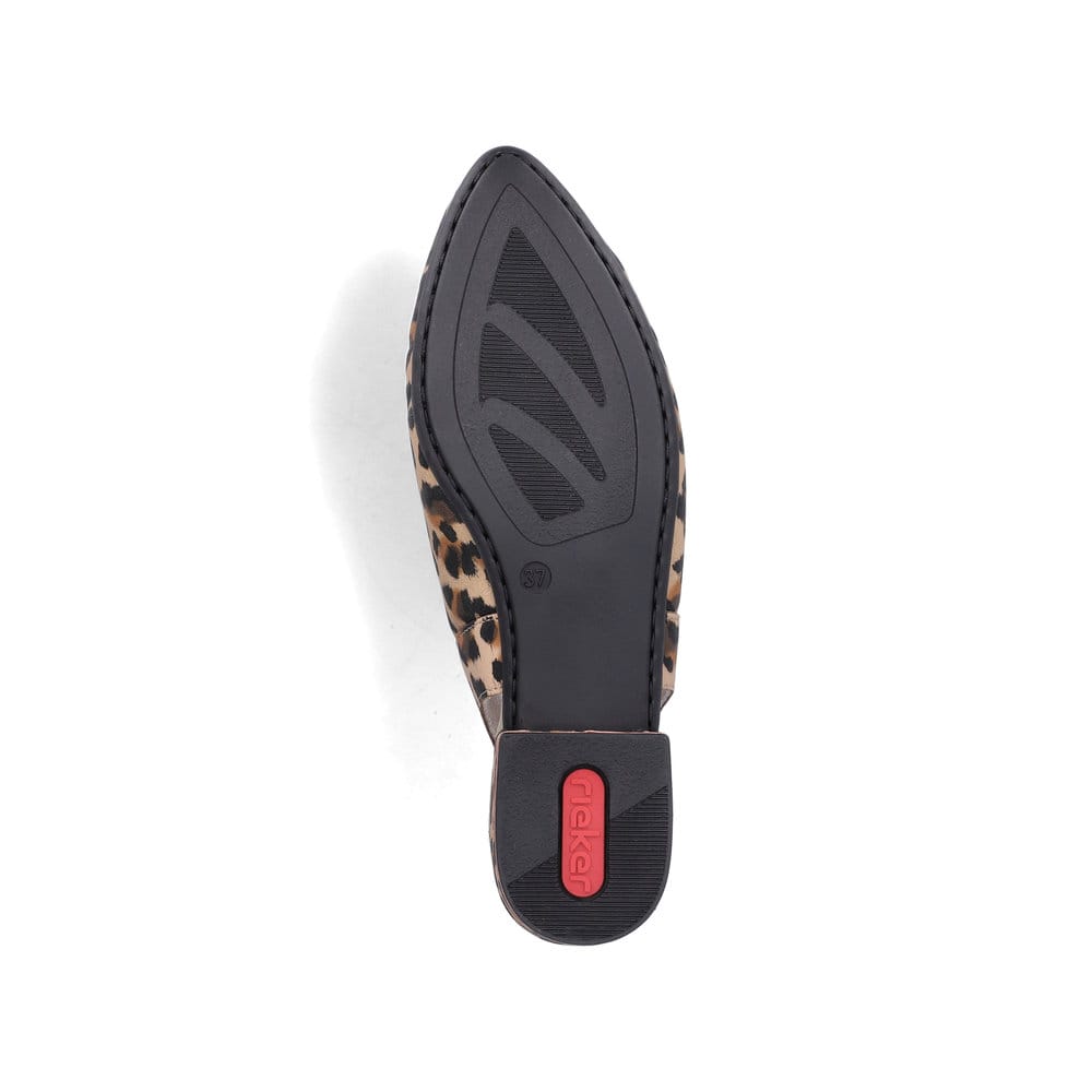 Escarpins Rieker beiges pour femme 43161-90 avec imprimé animal à la mode. Semelle extérieure de la chaussure.